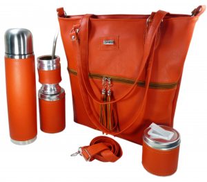 Set matero con cartera naranja Aylen
