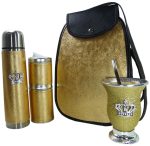 Set matero dorado con mate calabaza y corona colección FAR