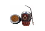 Mate de cuero artesanal con bombilla