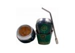 Mate de cuero figura de trébol y bombilla
