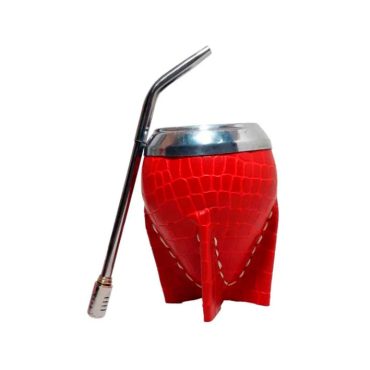 Mate torpedo vaqueta rojo con bombilla