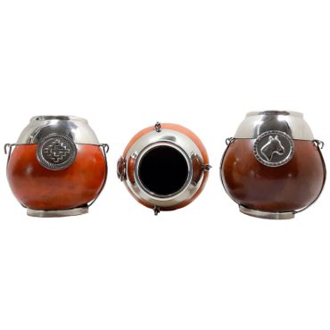 Mates de calabaza con apliques de alpaca