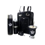 Set de mate Gut croco negro con mate corona