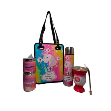 Set de mate Gut diseño unicornios coloridos