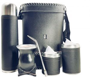 Set matero rigido con mate uruguayo boca ancha y bombilla pico loro de acero