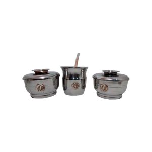 Set de mate x 3 aluminio con aplique de trebol