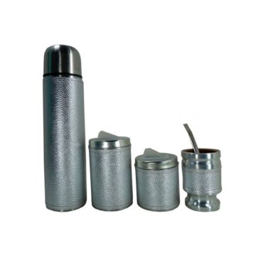 Set de mate x 4 plateado