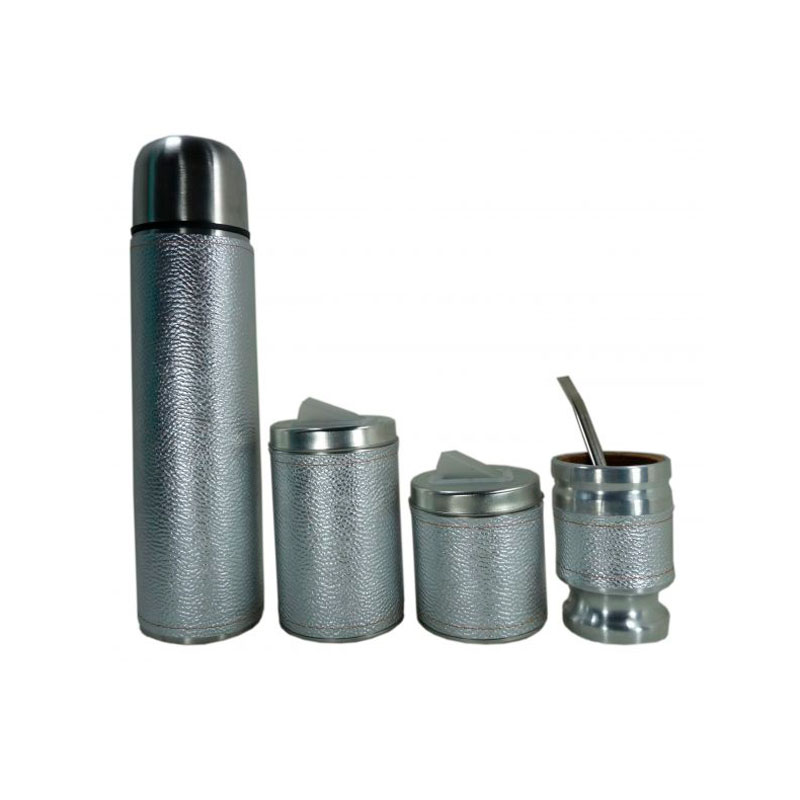 Set de mate x 4 plateado