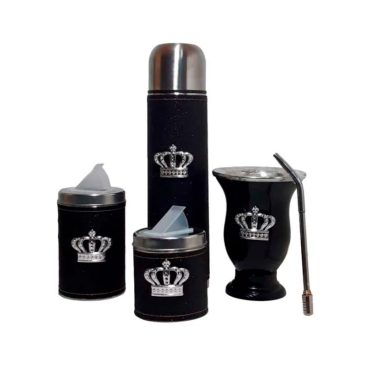 Set de mate x 4 negro con mate corona