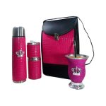 Set matero Floky croco fucsia con mate calabaza