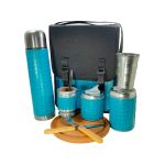 Set matero camping croco celeste con combo para asado
