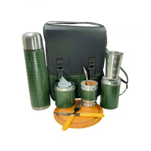 Set matero camping croco verde con combo para asado