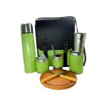 Set matero camping croco verde manzana con combo para asado