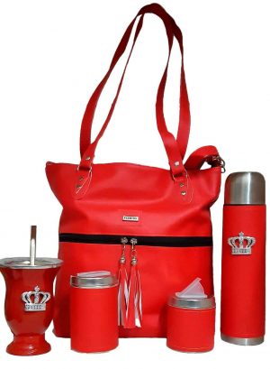 Set matero con bolso de eco-cuero rojo