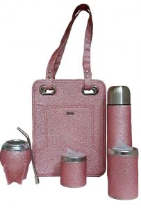 Set matero con cartera rosado gliter