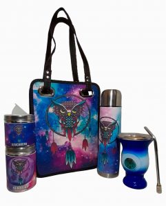 Set matero de atrapa sueño con Buho y fondo de galaxia