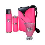 Set matero flor color rosa fluor con mate corona glitter
