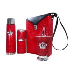 Set matero flor croco rojo con mate corona glitter