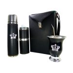 Set matero flor negro liso con mate corona