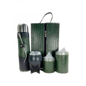 Set matero melu croco verde con mate torpedo uruguayo