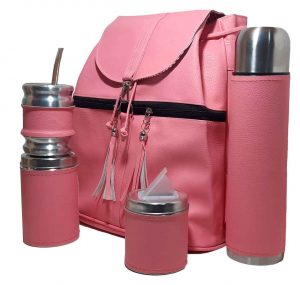 Set matero con mochila de eco-cuero rosado claro