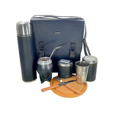 Set matero negro con combo para asado y mate uruguayo torpedo