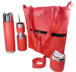 Set matero con cartera de color coral