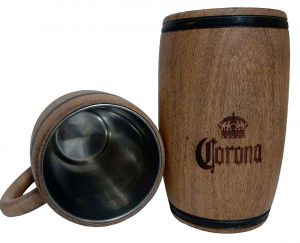 Chopera de madera con grabado laser de Corona