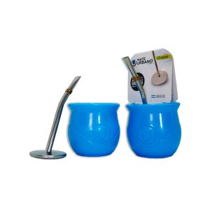 Mate urbano azul celeste con bombilla