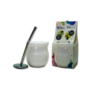 Mate urbano blanco con bombilla