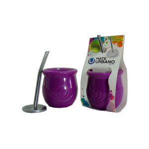 Mate urbano morado con bombilla
