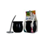 Mate urbano negro con bombilla
