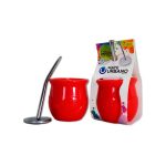 Mate urbano rojo con bombilla