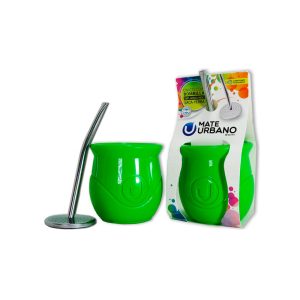 Mate urbano verde con bombilla