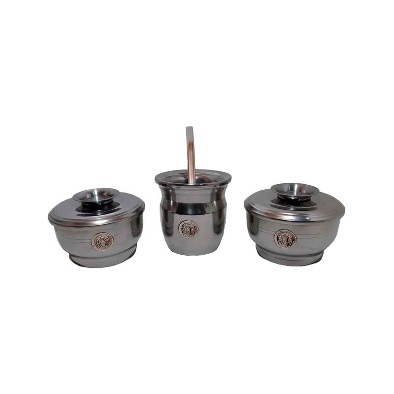 Set de mate x 3 aluminio con aplique de herraduras