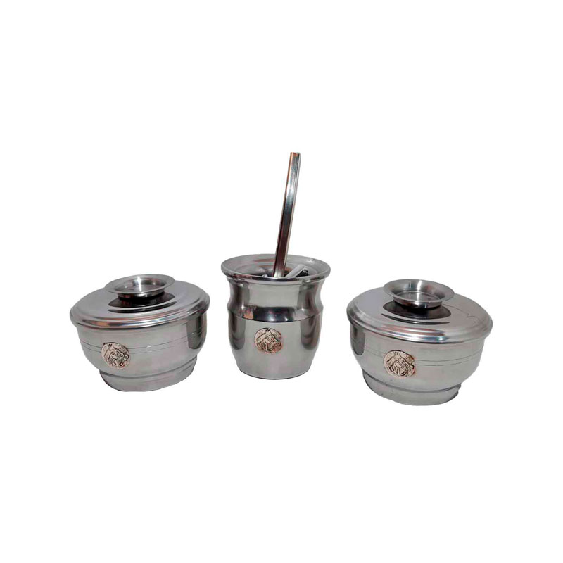Set de mate x 3 aluminio con aplique de caballo