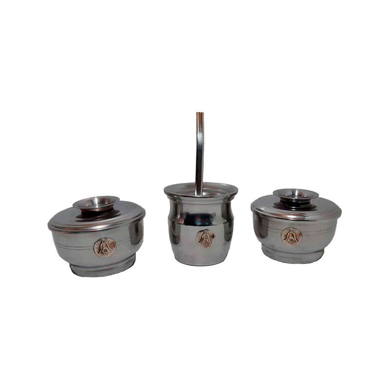 Set de mate x 3 aluminio con aplique de campana
