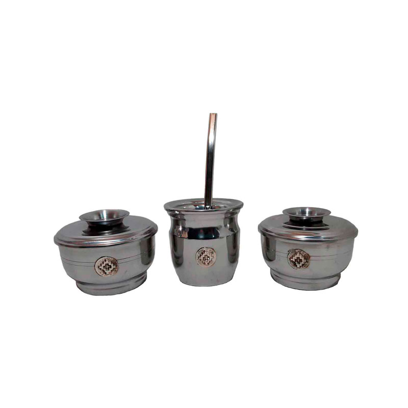 Set de mate x 3 aluminio con aplique de cruz