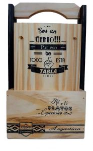 Set de tablas para asado con canasta y subliminado