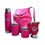 Set matero fucsia con mochila y mate corona