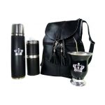 Set matero negro con mochila y mate corona