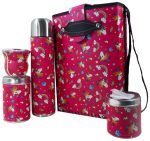 Set de mate economico con diseño Unicornios fucsia