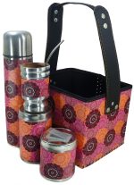 Set matero con canasta con mandalas naranjas