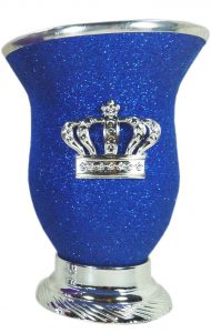 Mate calabaza color azul glitter con corona por mayor
