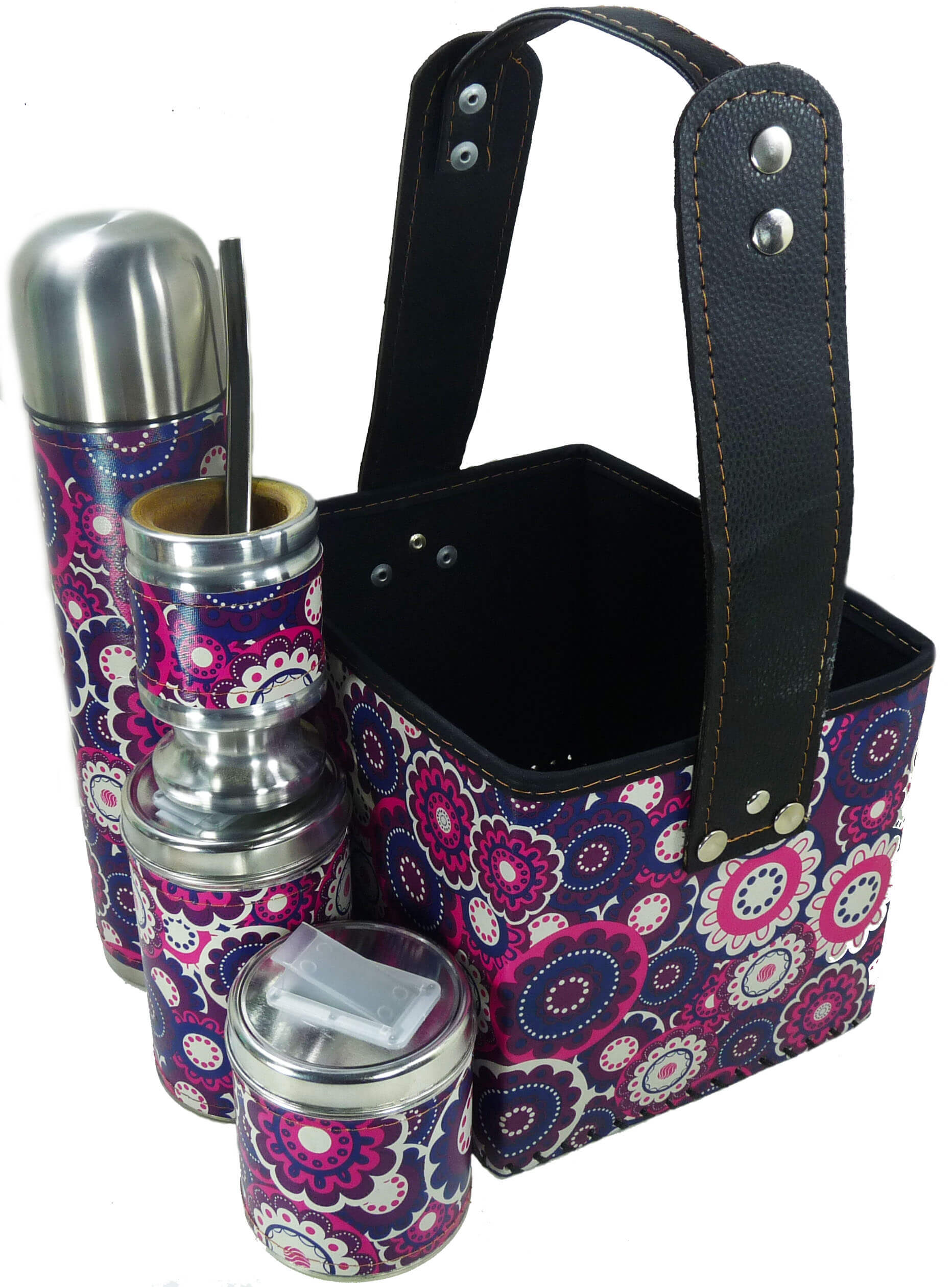 Set matero con canasta con mandalas moradas