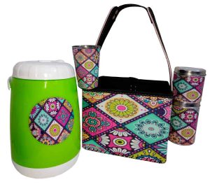 Set para terere con canasto diseño de Mandalas y triangulos