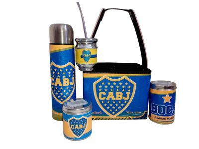 Set matero con canasto diseño de Boca Juniors