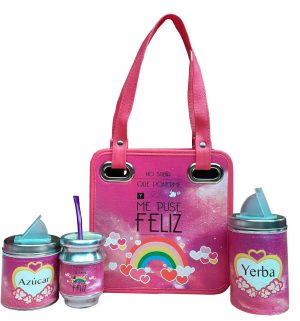 Set matero mini de 4 piezas con diseño Feliz