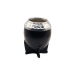 Mate uruguayo torpedo cuero negro virola de aluminio lisa
