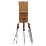 Juego de asado 3 piezas con soporte de pared